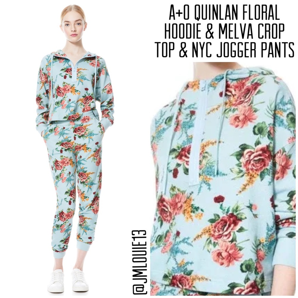 🎀SOLD🎀Alice + Olivia Floral Quinlan Hoodie + NYC Jogger + Melva Crop Top